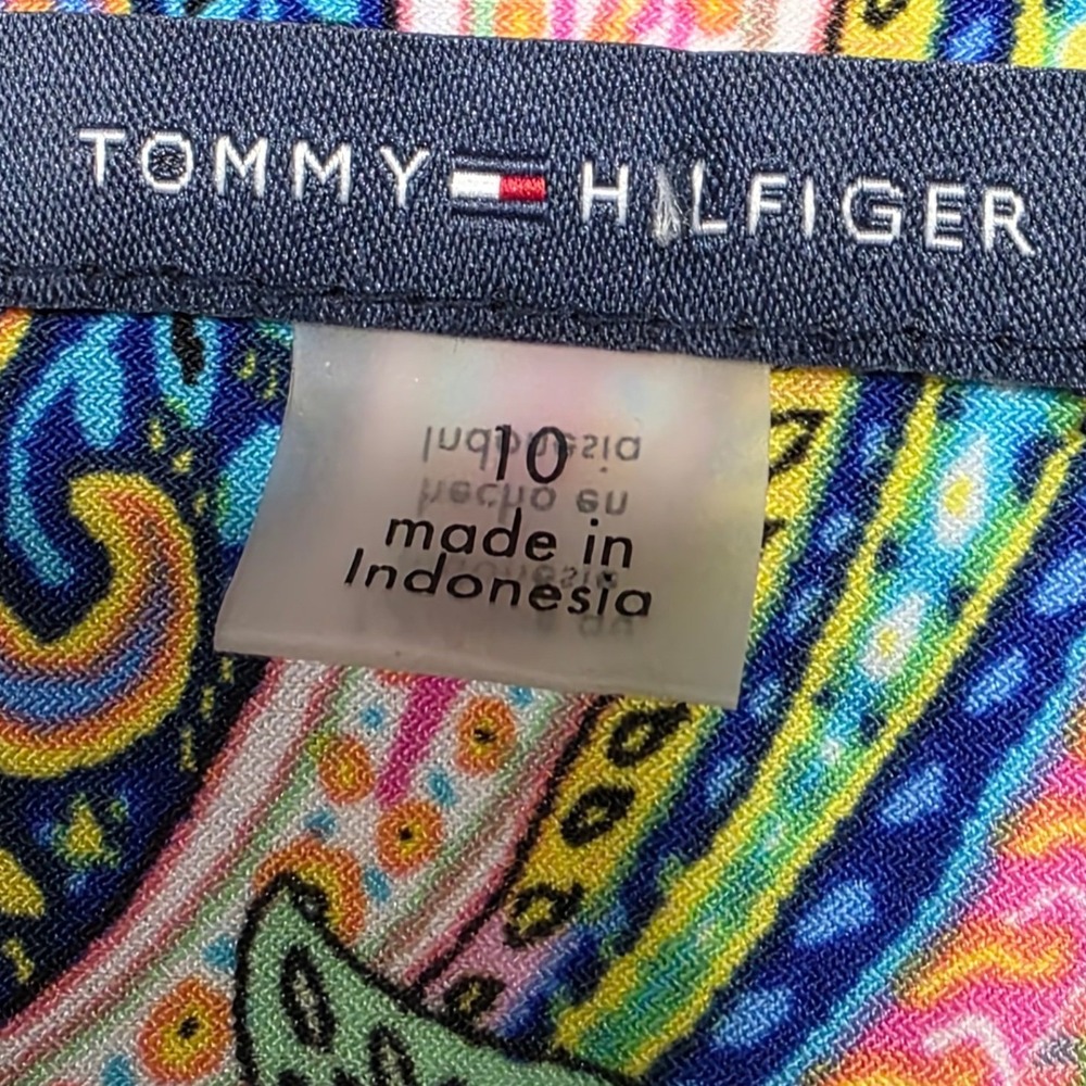 Tommy Hilfiger Dress Womens 10 Multi Color Paisley Bell Sleeve Shift Mini - Picture 3 of 8
